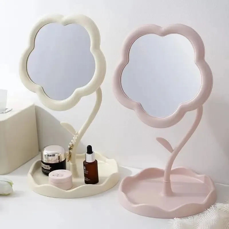 Flower Makeup Mirror with 360° Adjustable Tabletop Design for Vanity and Bedroom Use
