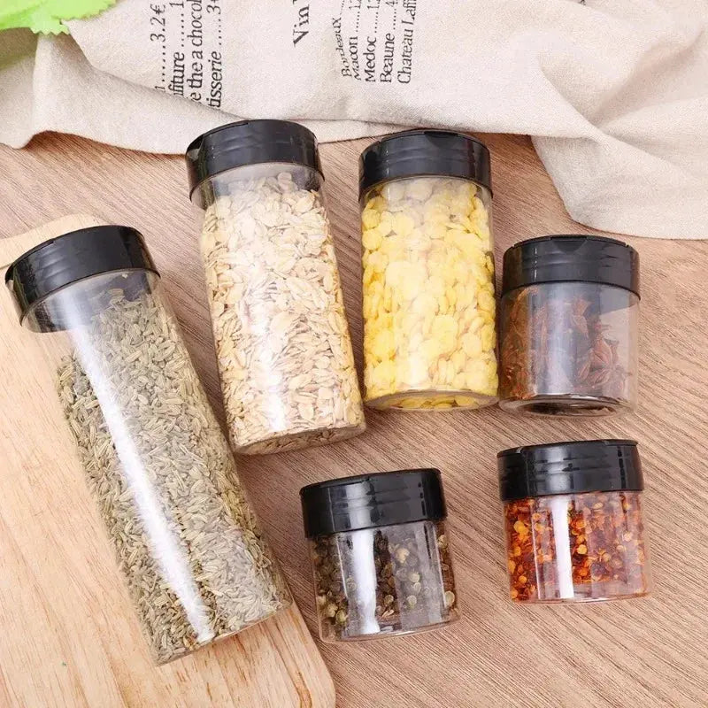 4Pcs Plastic Spice Jar Set with Shaker Lids for Seasoning Storage Kitchen