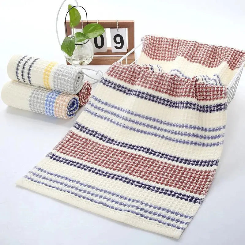 2Pcs 100% Pure Cotton Waffle Bath Towel with Honeycomb Weave for Home and Spa Use