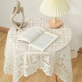 Antique Embroidered Lace Tablecloth Elegant Flower Cut Polyester Table Cover for Dining Table Holiday Decor