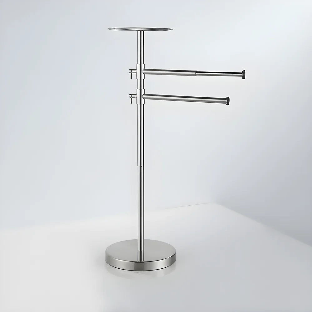Freestanding Stainless Steel Towel Rack with Weighted Base Design for Bathroom and Outdoor Towel Storage