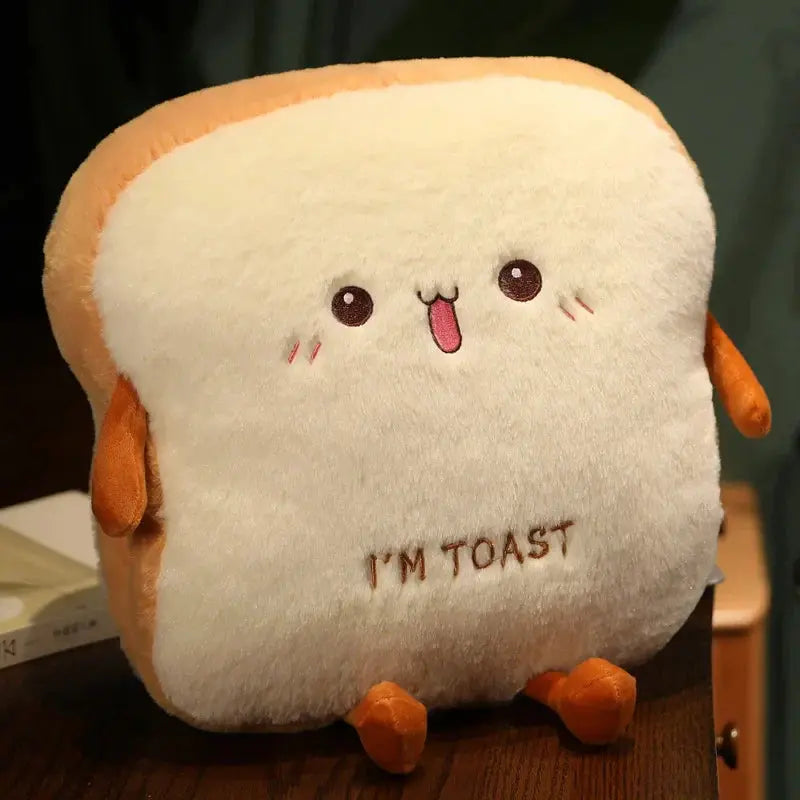 Plush Toast Bread Stuffed Pillow with Soft Fabric for Home Decor and Travel Comfort
