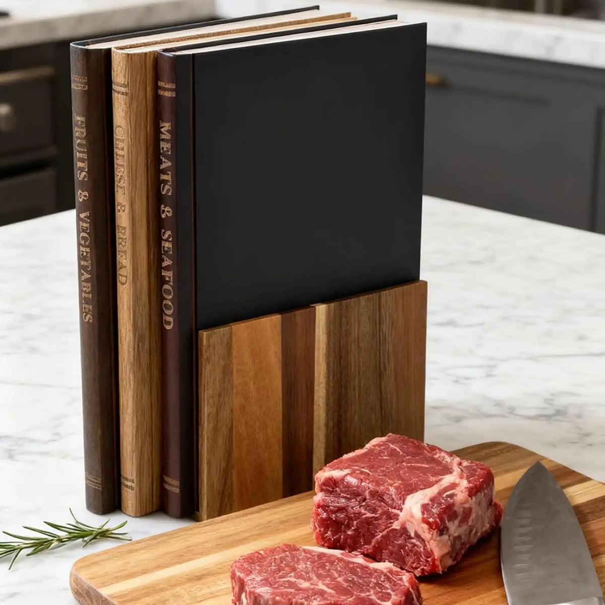 3 Pcs Wood Cutting Boards Set 3 Piece Book Shaped Thick Chopping Boards for Meat Vegetables Cheese and Kitchen Use