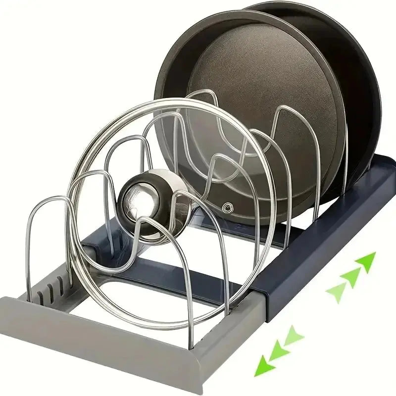 Expandable Stainless Steel Cookware Rack for Pan Lid Storage