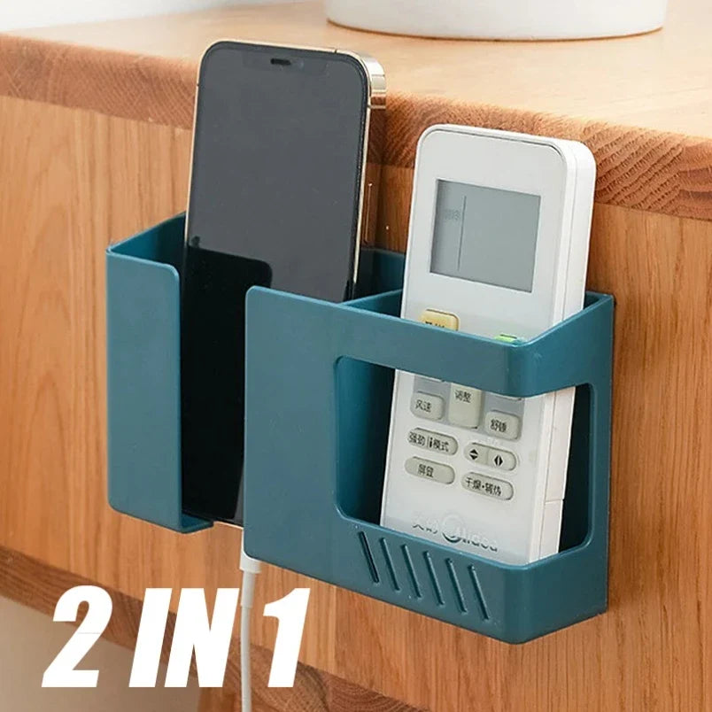 Wall-Mounted Shelf with Adhesive Backing and Charging Port for Bedside Bathroom Kitchen and Office Storage