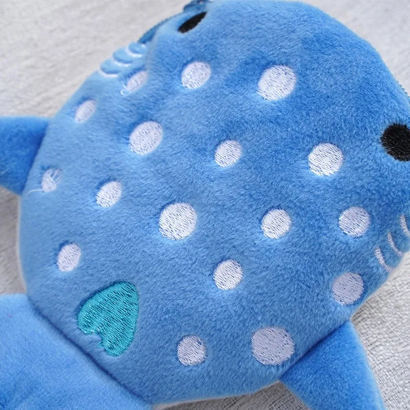 Cartoon Shark Plush Coin Purse with Keyring and Zippered Storage for Coins, Earphones and Small Accessories