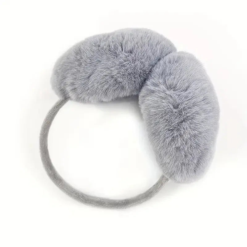 Soft Plush Faux Fur Winter Muffs Ear Warmer with Foldable Headband for Outdoor Cold Weather Use