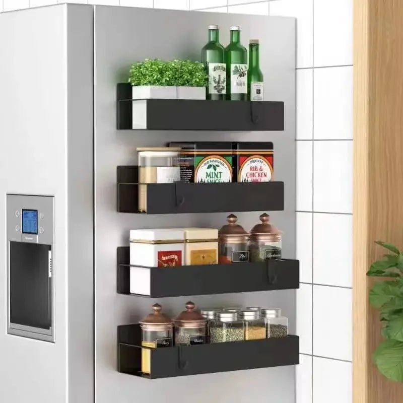 Large & Small Metal Magnetic Spice Storage Rack Organizer with Strong Heavy Duty Magnets for Refrigerator and Oven Side Storage