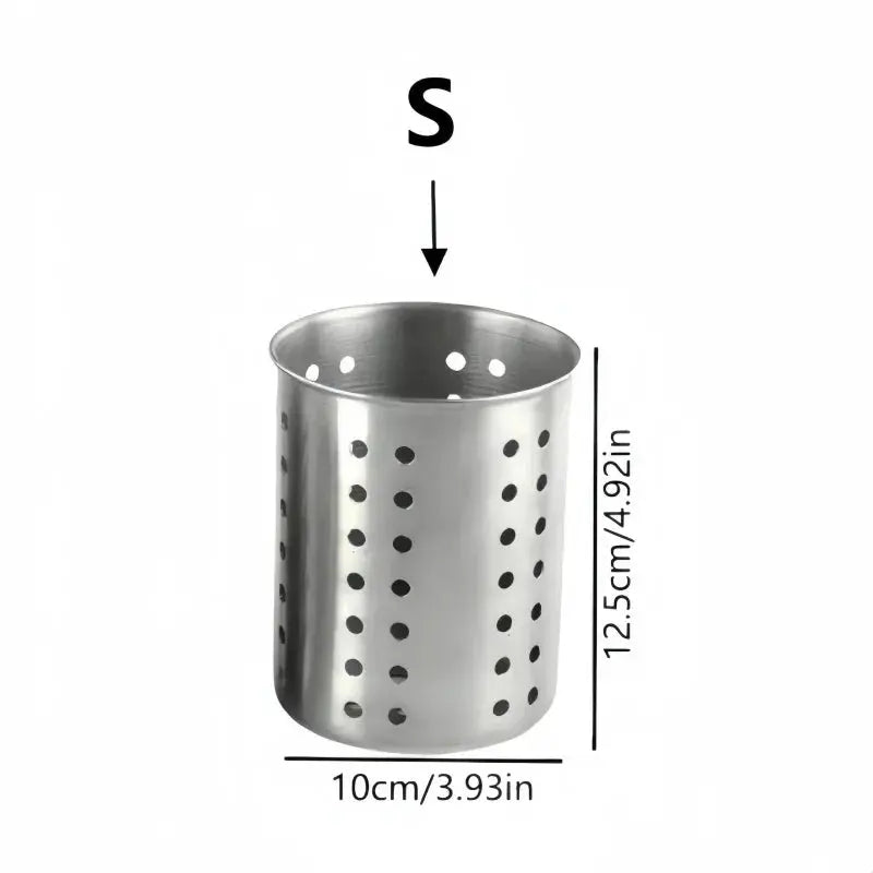 Stainless Steel Cylindrical Utensil Holder Cutlery Storage Box for Kitchen and Countertop