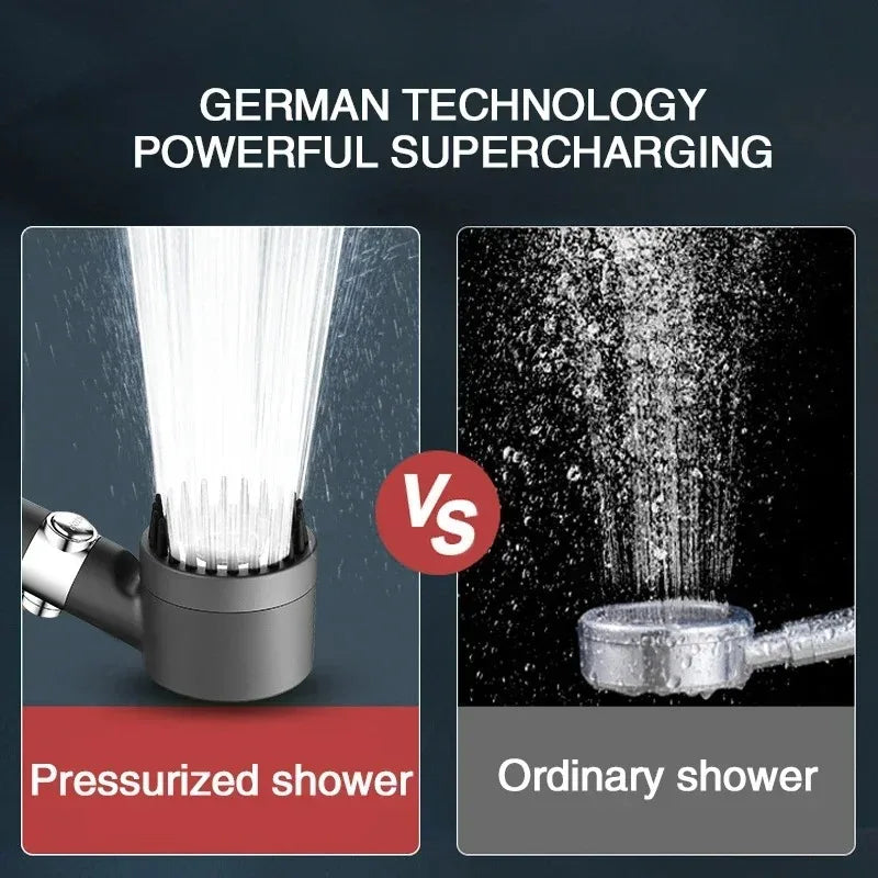 3-Mode Filtered Shower Head with 59-Inch Hose and Brush Accessory for Bathroom Shower Use (Included Single Nozzle with Brush + 1.5-meter Hose +