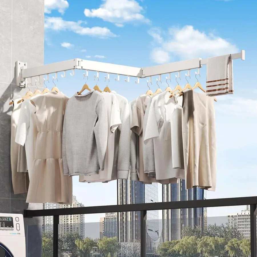 Retractable Laundry Hanger with Aluminum Wall Mount Design for Space Saving Clothes Organization