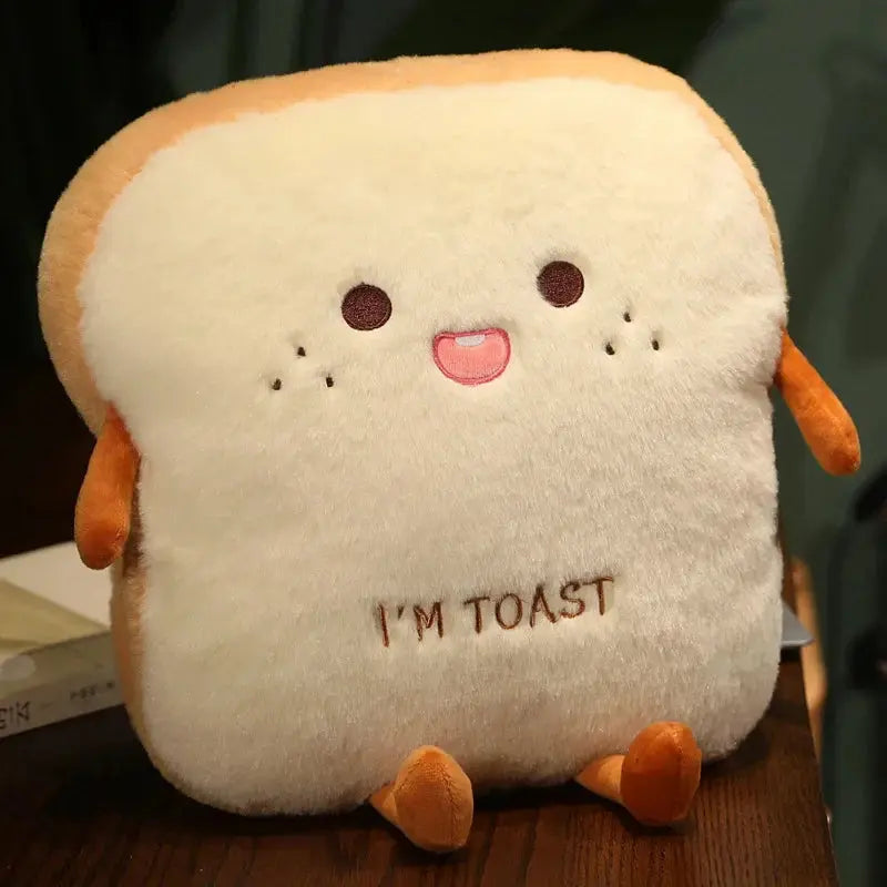 Plush Toast Bread Stuffed Pillow with Soft Fabric for Home Decor and Travel Comfort