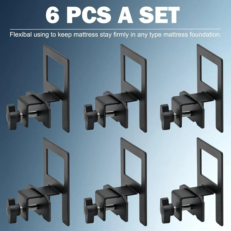 Mattress Grip Clips with Non Slip Metal Holder Design for Preventing Mattress Sliding on Bed Frames