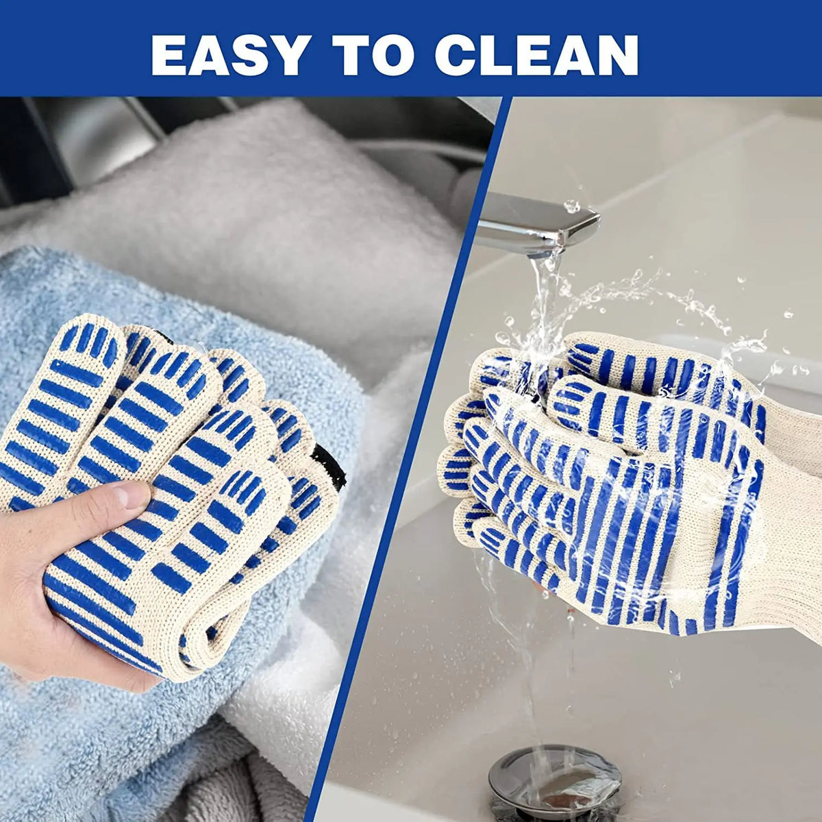 Heat Resistant Silicone Gloves with Five Finger Grip and Anti Slip Design for BBQ Baking and Cooking