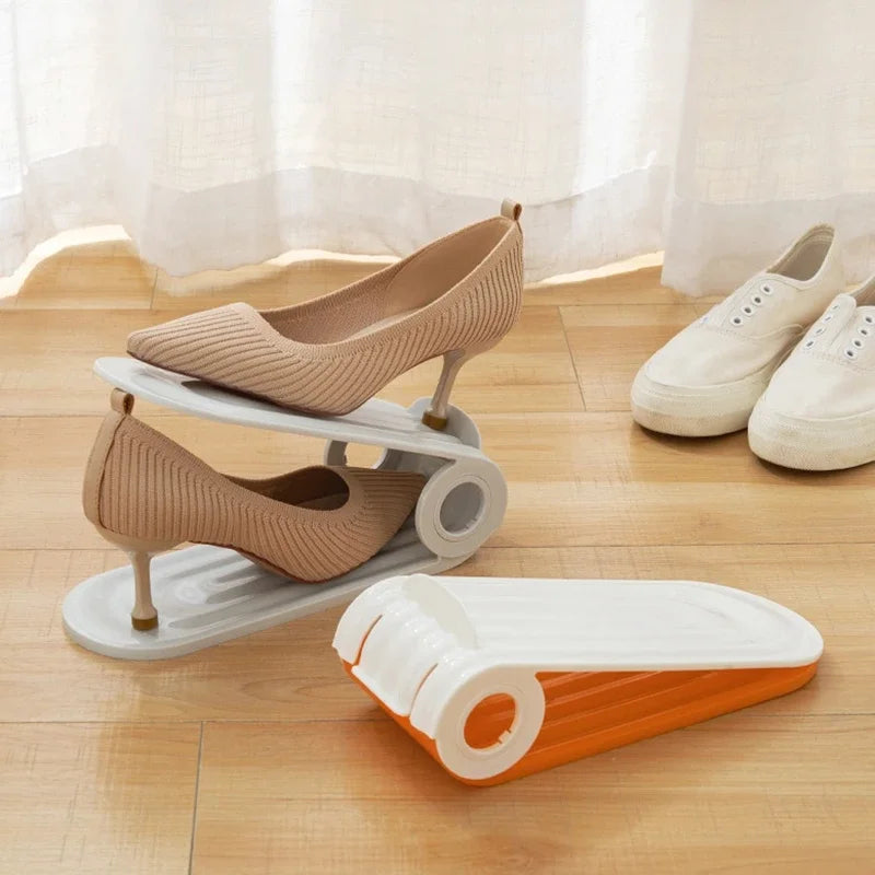 Adjustable Shoe Slot Organizer with Double Layer Design for Space Saving Closet Storage