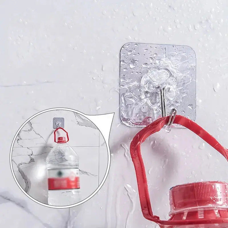 10Pcs Transparent Self Adhesive Wall Hooks for Kitchen Bathroom