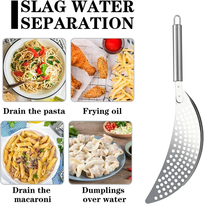 Stainless Steel Pot Strainer Set with Moon and Double Handle Designs for Pasta Rice and Stock Draining