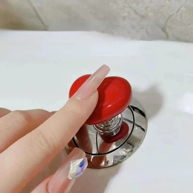 2 Pcs Heart Shaped Toilet Flush Handle with Decorative Press Button Design for Bathroom Tank Use