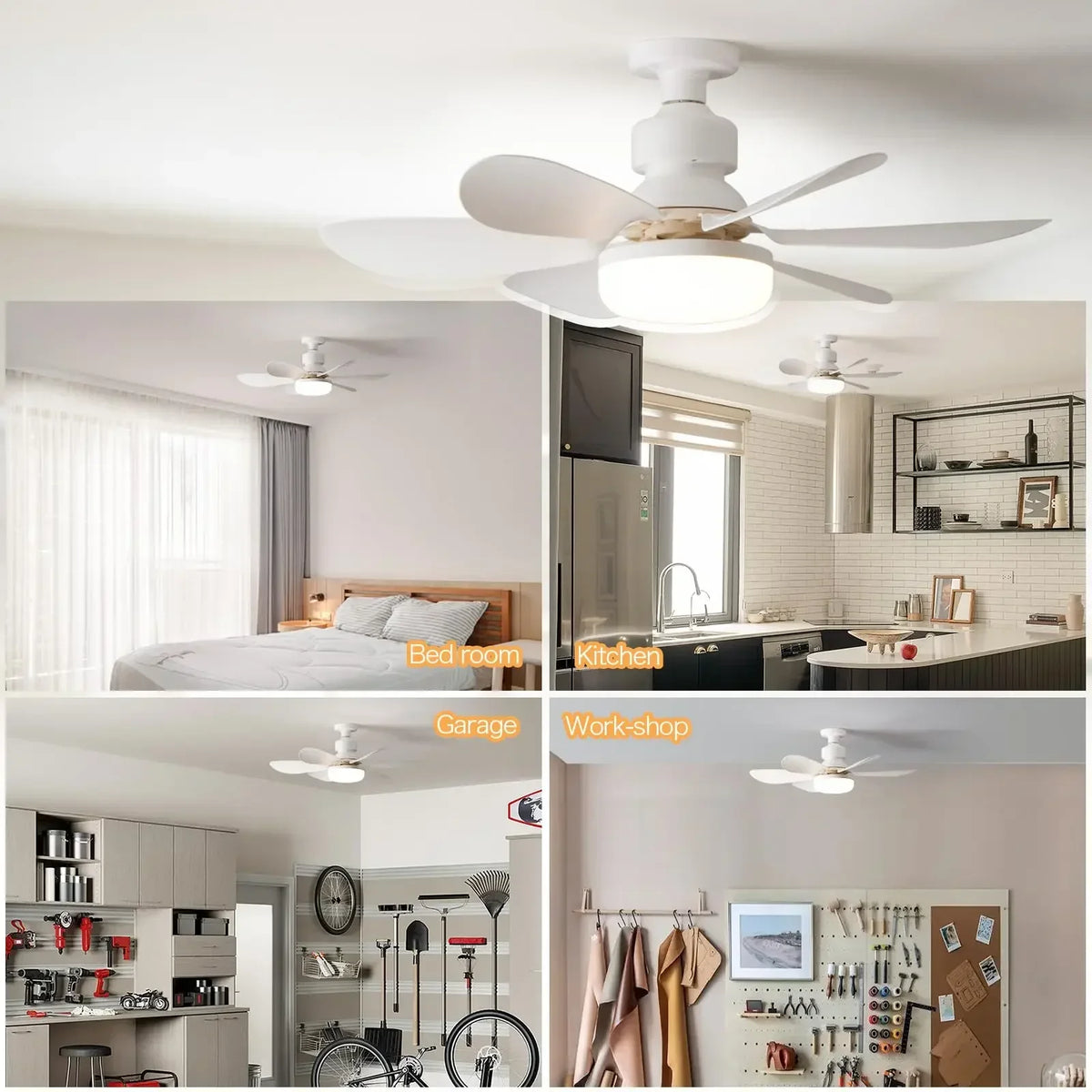 LED Ceiling Fan Light with Remote Control, Dimmable Lighting and E27 Socket Design for Small Rooms
