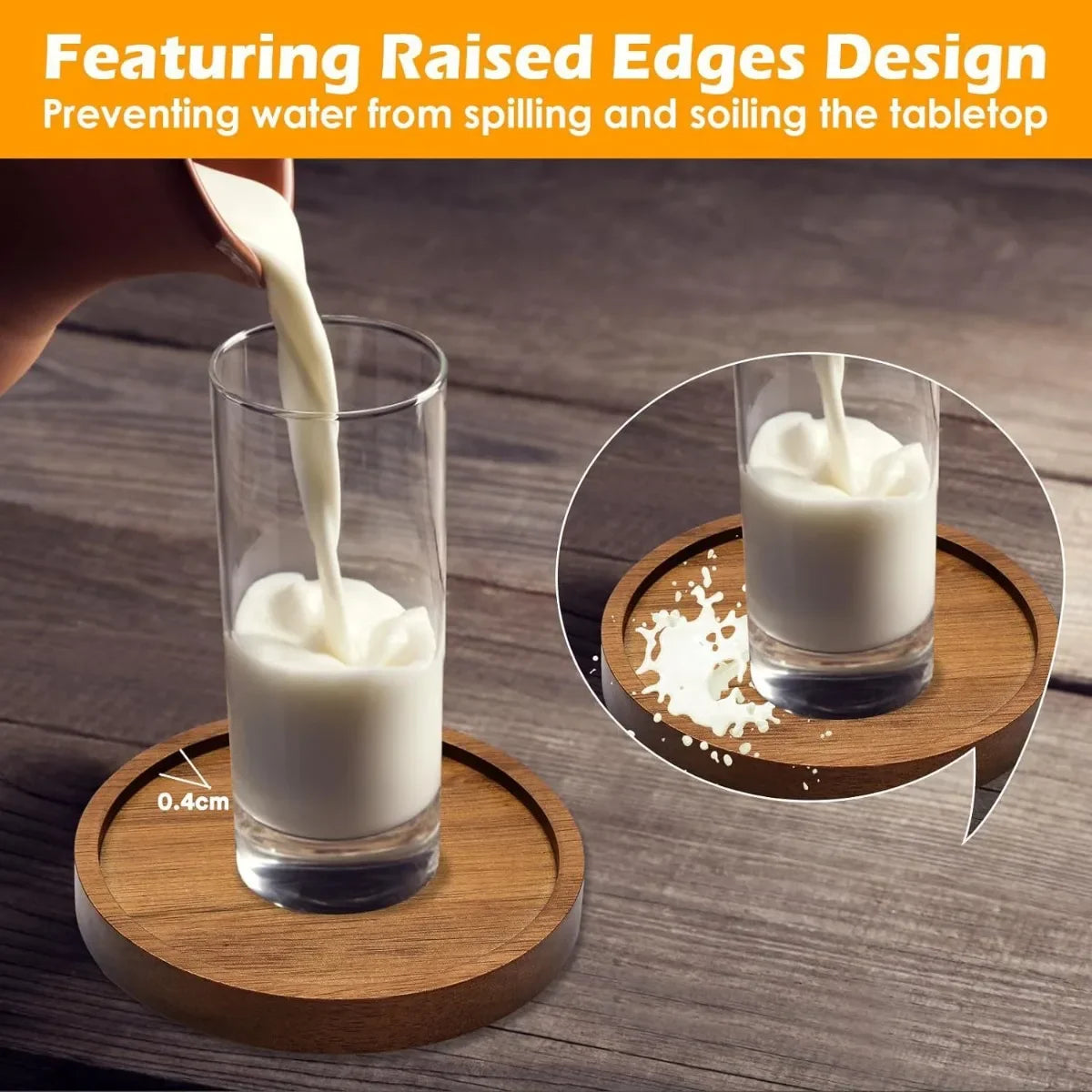Absorbent Wooden Drink Coasters with Holder for Table Protection Farmhouse Office Bar Use