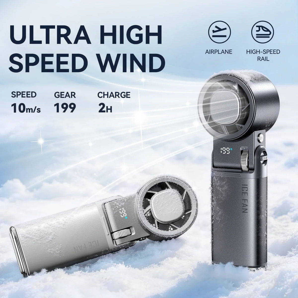 Portable Handheld Fan with Semiconductor Cooling Plate, 6000mAh Battery and Foldable Neck Design for Travel and Outdoor Use