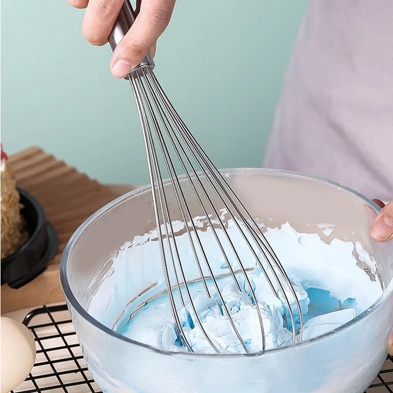 Handheld Stainless Steel Egg Beater Whisk for Baking, Mixing, and Beating Eggs or Milk, Multifunctional Kitchen Utensil