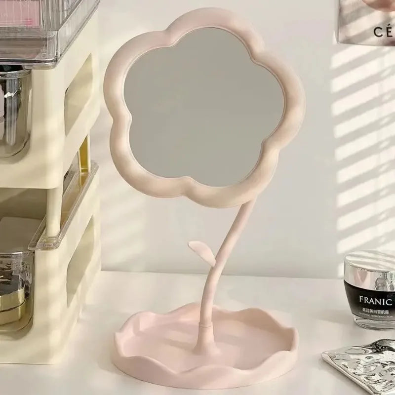 Flower Makeup Mirror with 360° Adjustable Tabletop Design for Vanity and Bedroom Use