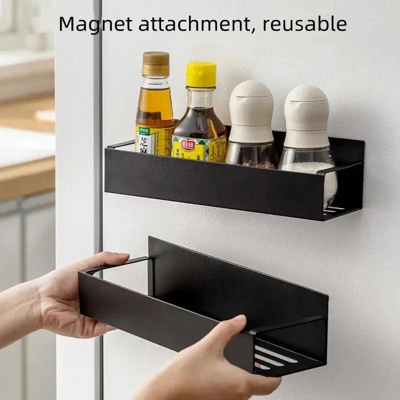 Large & Small Metal Magnetic Spice Storage Rack Organizer with Strong Heavy Duty Magnets for Refrigerator and Oven Side Storage