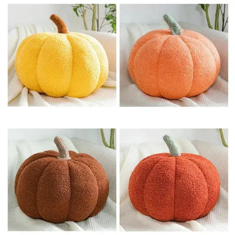 Plush Pumpkin Decorative Cushion with Three Dimensional Design for Seasonal Home Styling