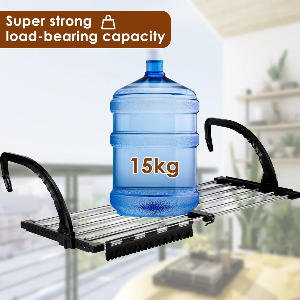 Extendable Radiator Drying Rack with Foldable Stainless Steel Rods for Balcony Bathroom and Laundry Use