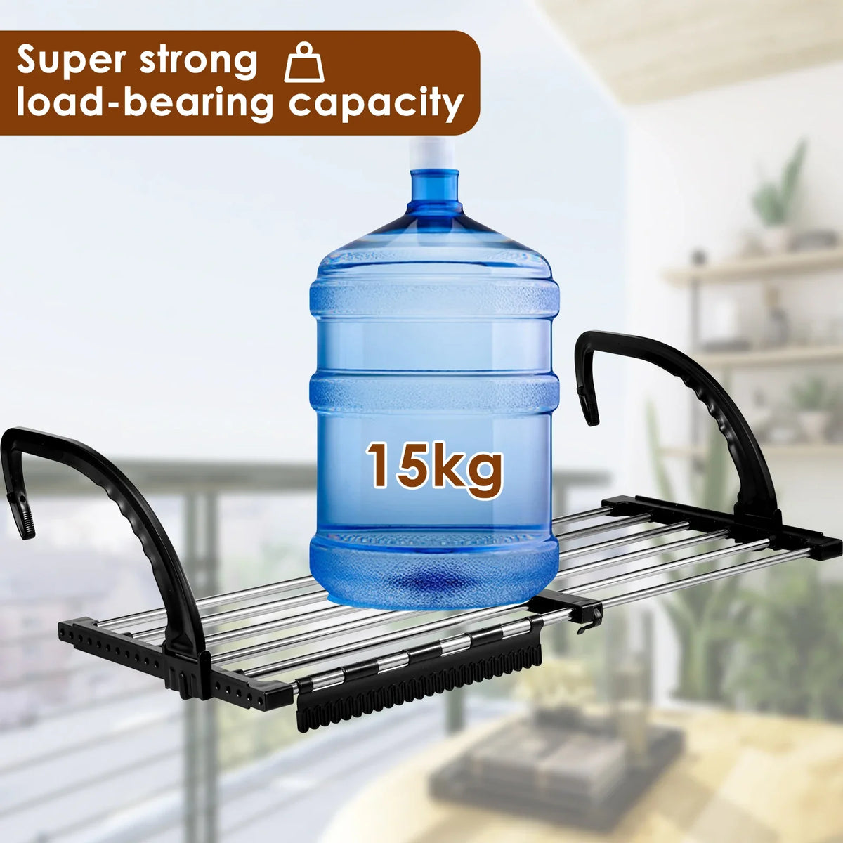 Extendable Radiator Drying Rack with Foldable Stainless Steel Rods for Balcony Bathroom and Laundry Use