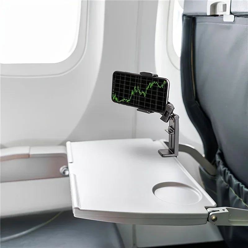 Universal Airplane Phone Holder Mount with Dual 360 Rotation for Hands Free Travel Viewing
