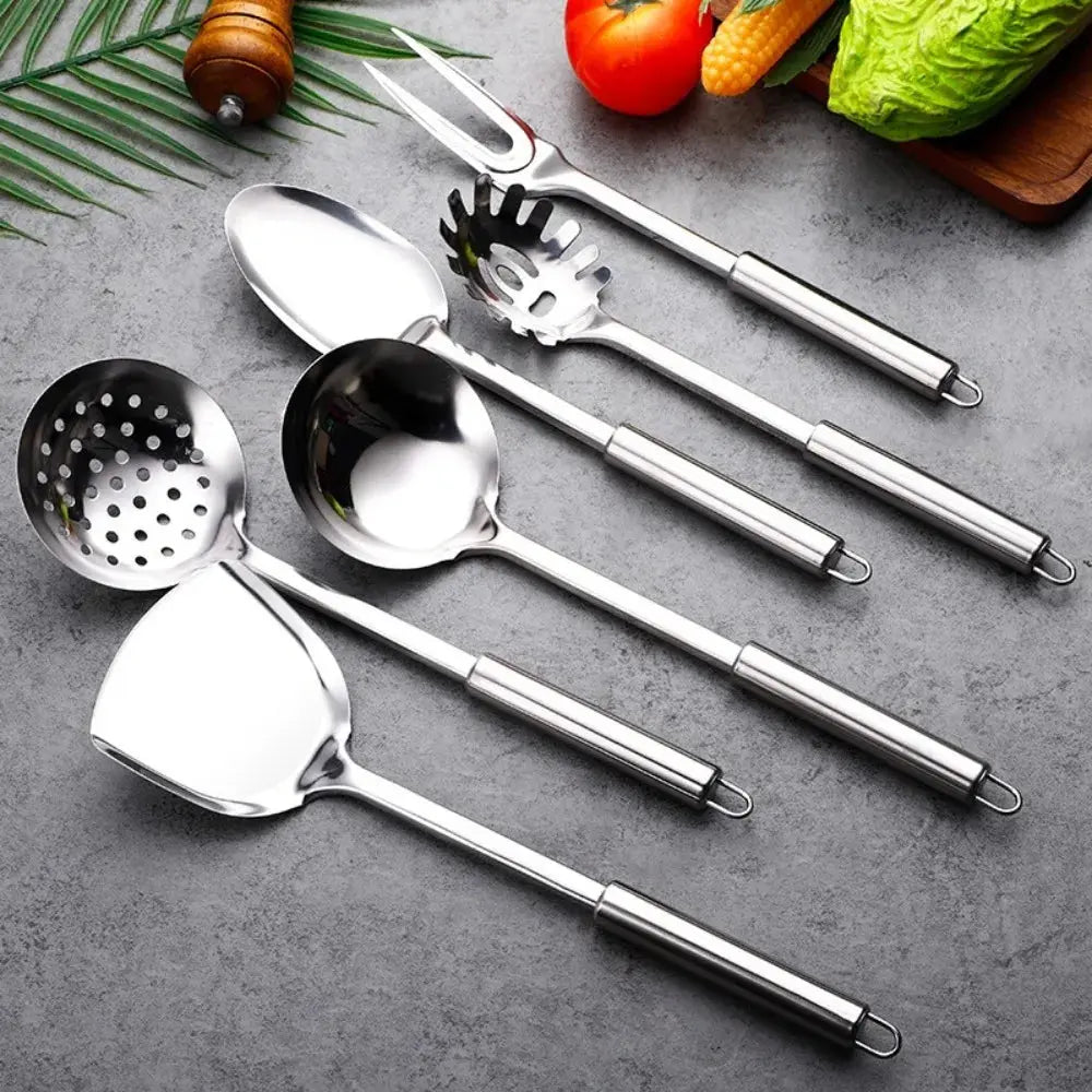 Stainless Steel Wok Spatula Set with Long Handle Rice Spoon and Ladle Cooking Tools