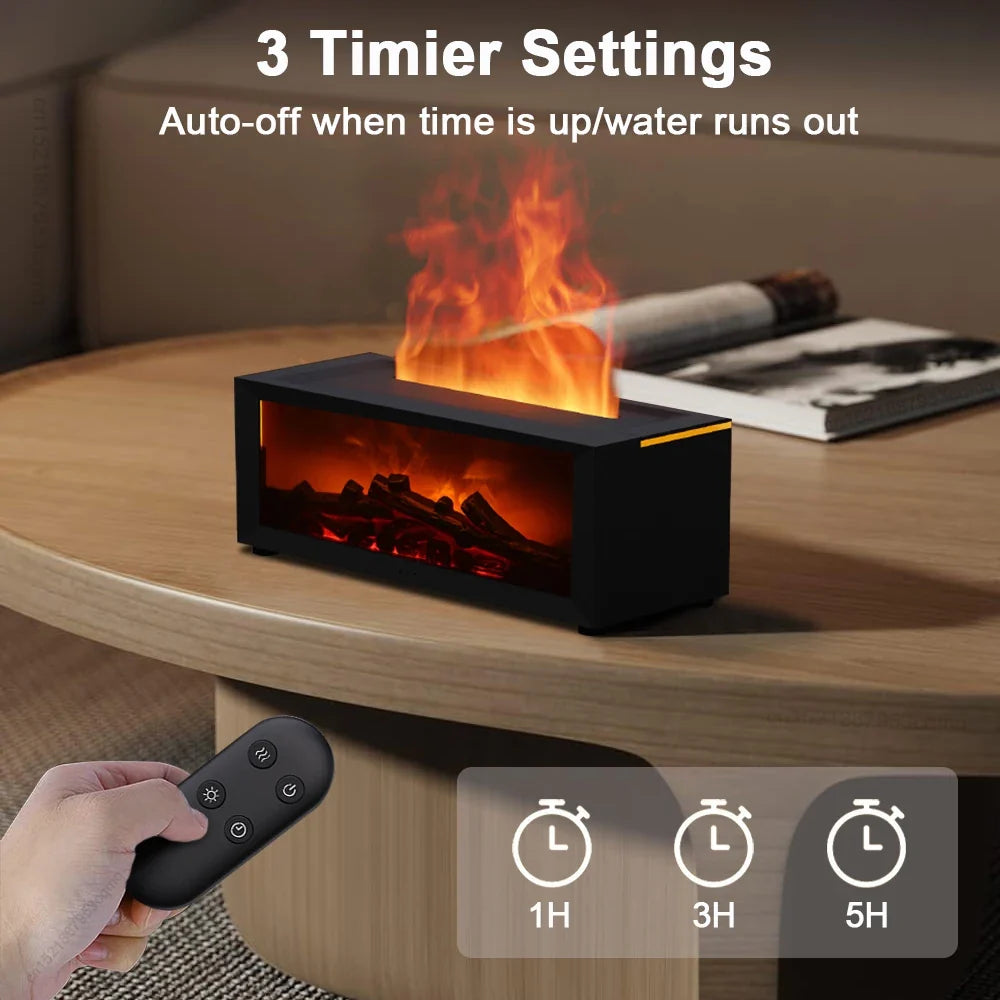 Flame Aroma Diffuser with RGB Lighting and Remote Control for Home Aromatherapy and Humidifying