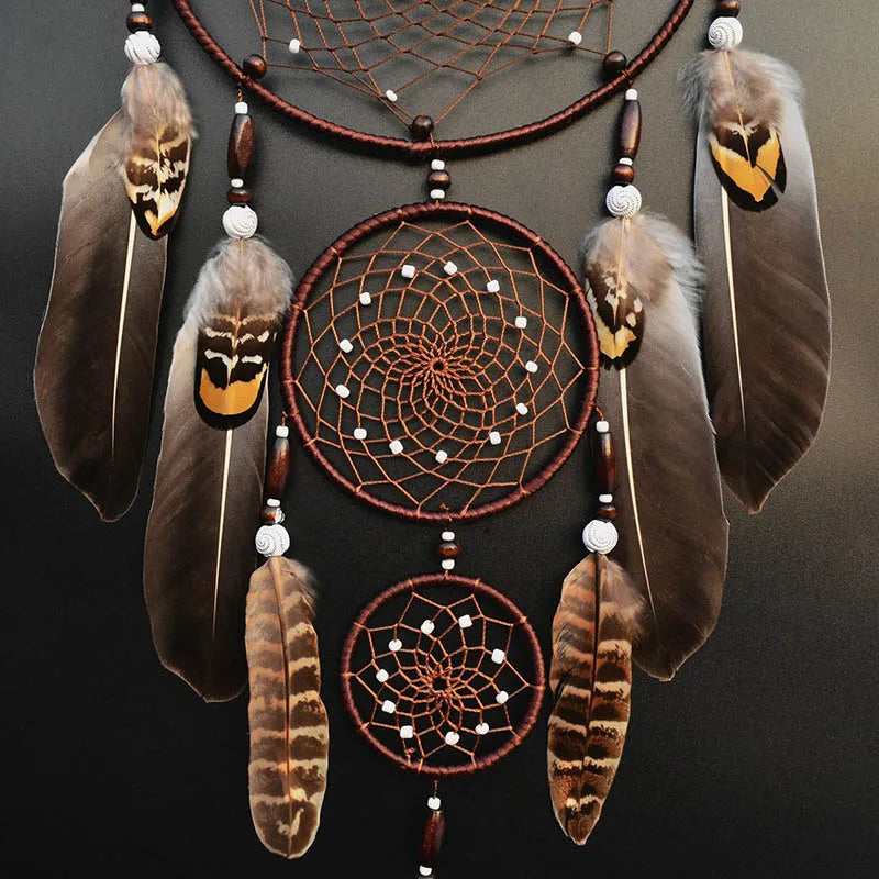 Vintage Feather Dream Catcher Handmade Wall Hanging with Tassel Design for Bedroom Boho Decor and Festival Use