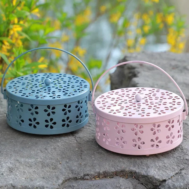 Portable Coil Guard Holder with Metal Anti Fire Design for Mosquito Repellent and Incense Use (6×3"/14×7cm)
