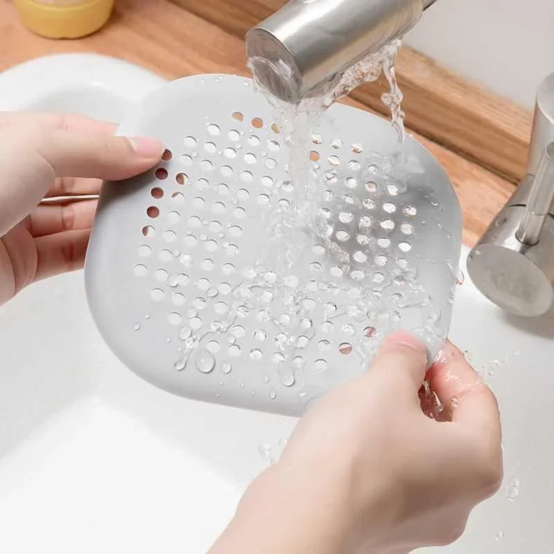 Square Silicone Hair Drain Catcher with Suction Cups for Shower, Sink, and Bathtub Use