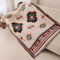 Oversized Aztec Woven Throw Blanket with Fringe Detailing for Home Décor and Layered Styling