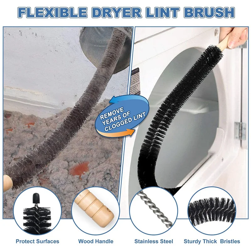 Dryer Vent Cleaner Kit with Lint Brush and Vacuum Hose Attachment, Includes Generation Tubes for Laundry Maintenance (Included Generation Tube &