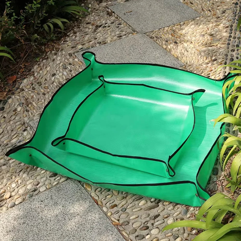 Waterproof Plant Repotting Mat with Snap Corners and Foldable Design for Indoor Potting Crafts and Easy Cleanup