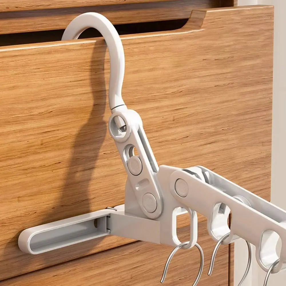 Foldable Clothes Drying Rack with Adjustable Hook Design for Travel and Small Space Laundry Use