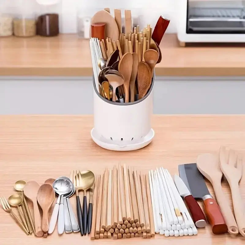 Round Chopstick Holder Kitchen Tableware Drain Storage Box