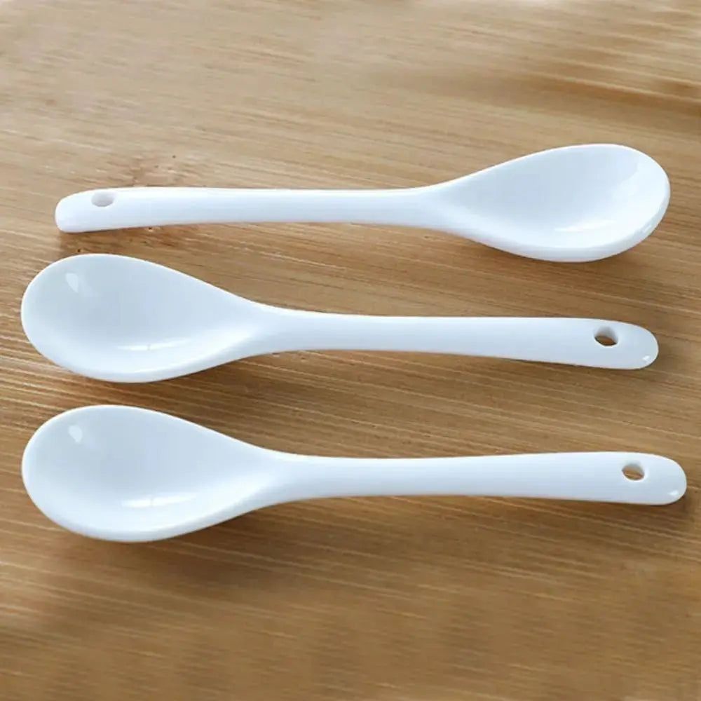 Ceramic Long Handle Spoon White Tea Coffee Stirring Spoon