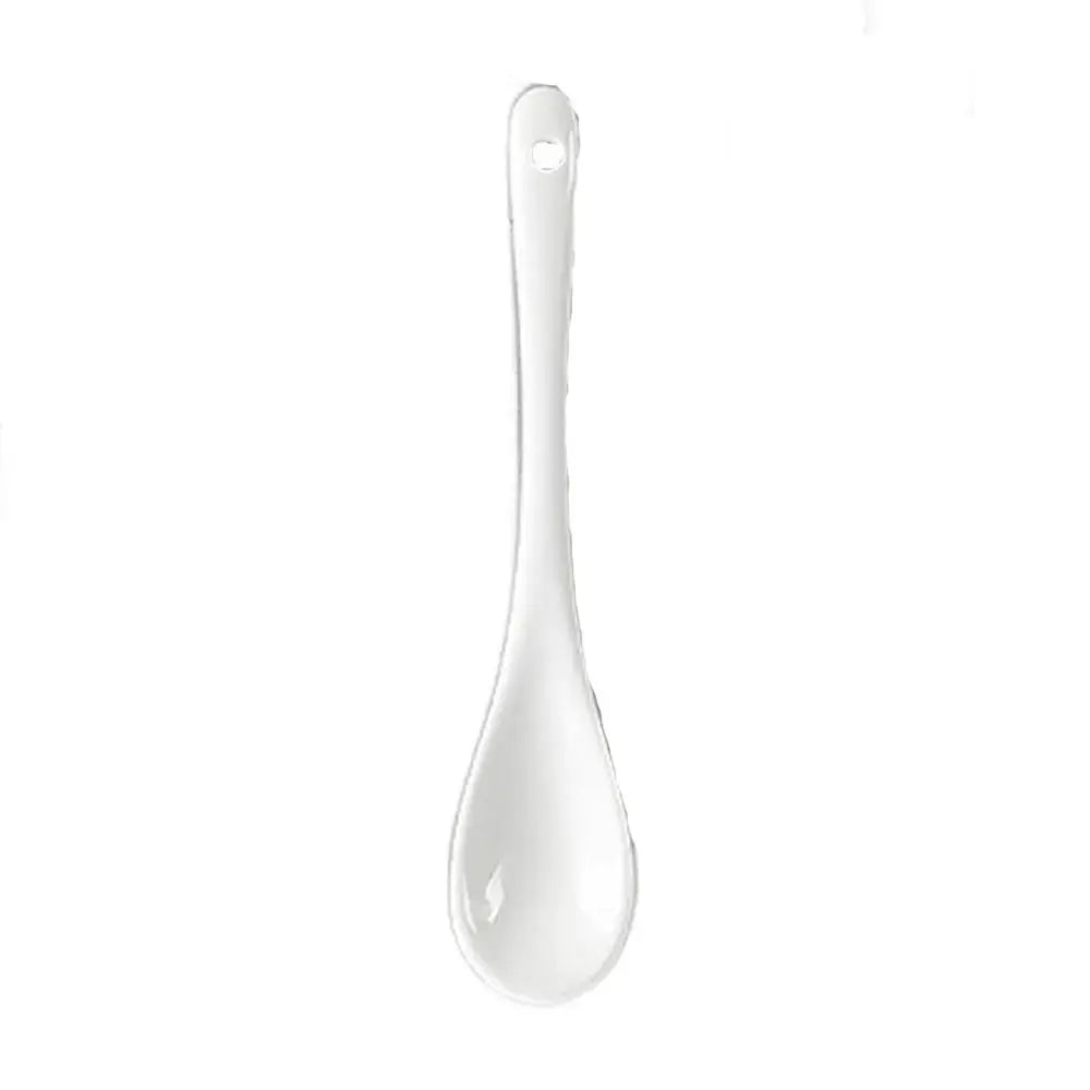 Ceramic Long Handle Spoon White Tea Coffee Stirring Spoon