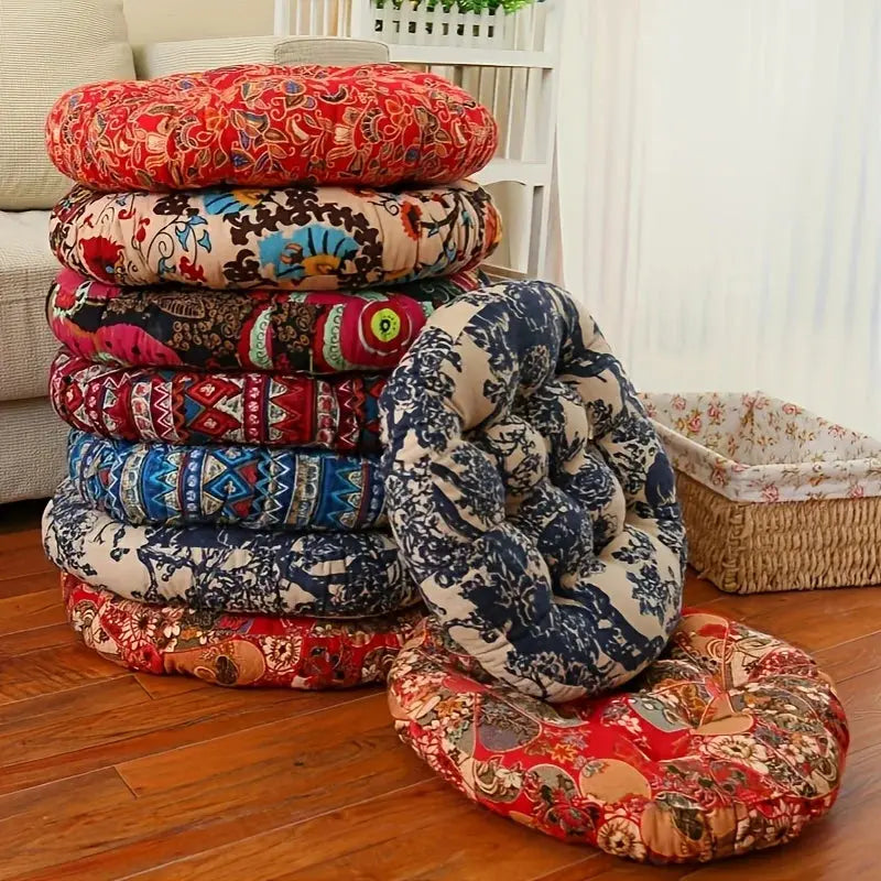 Round Floor Cushion Pillow with Thickened Padding for Meditation, Seating, and Tatami Floor Use