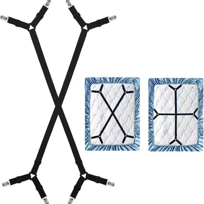Adjustable Bed Sheet Fastener Straps with High Elastic Crisscross Design for Secure Bedding