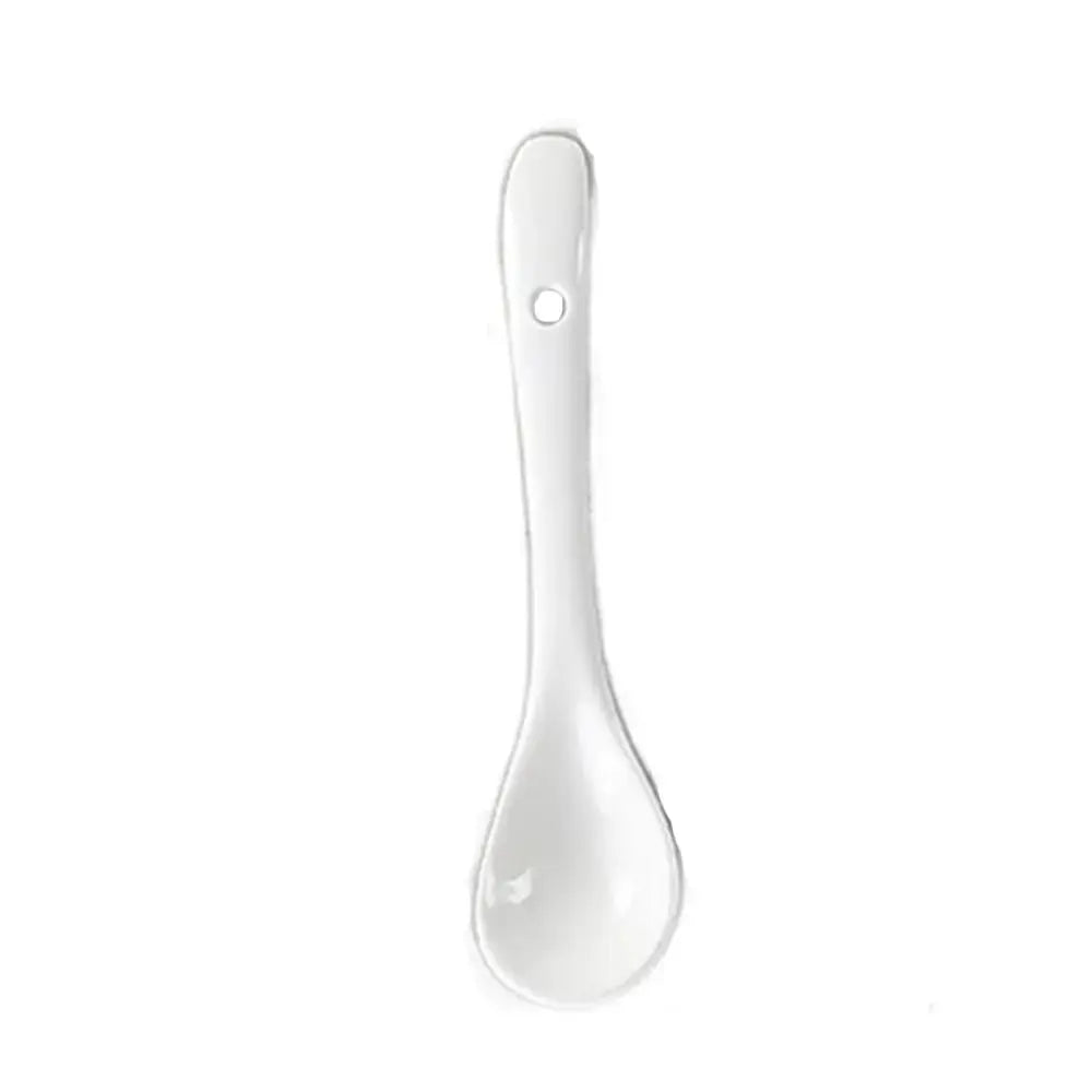 Ceramic Long Handle Spoon White Tea Coffee Stirring Spoon