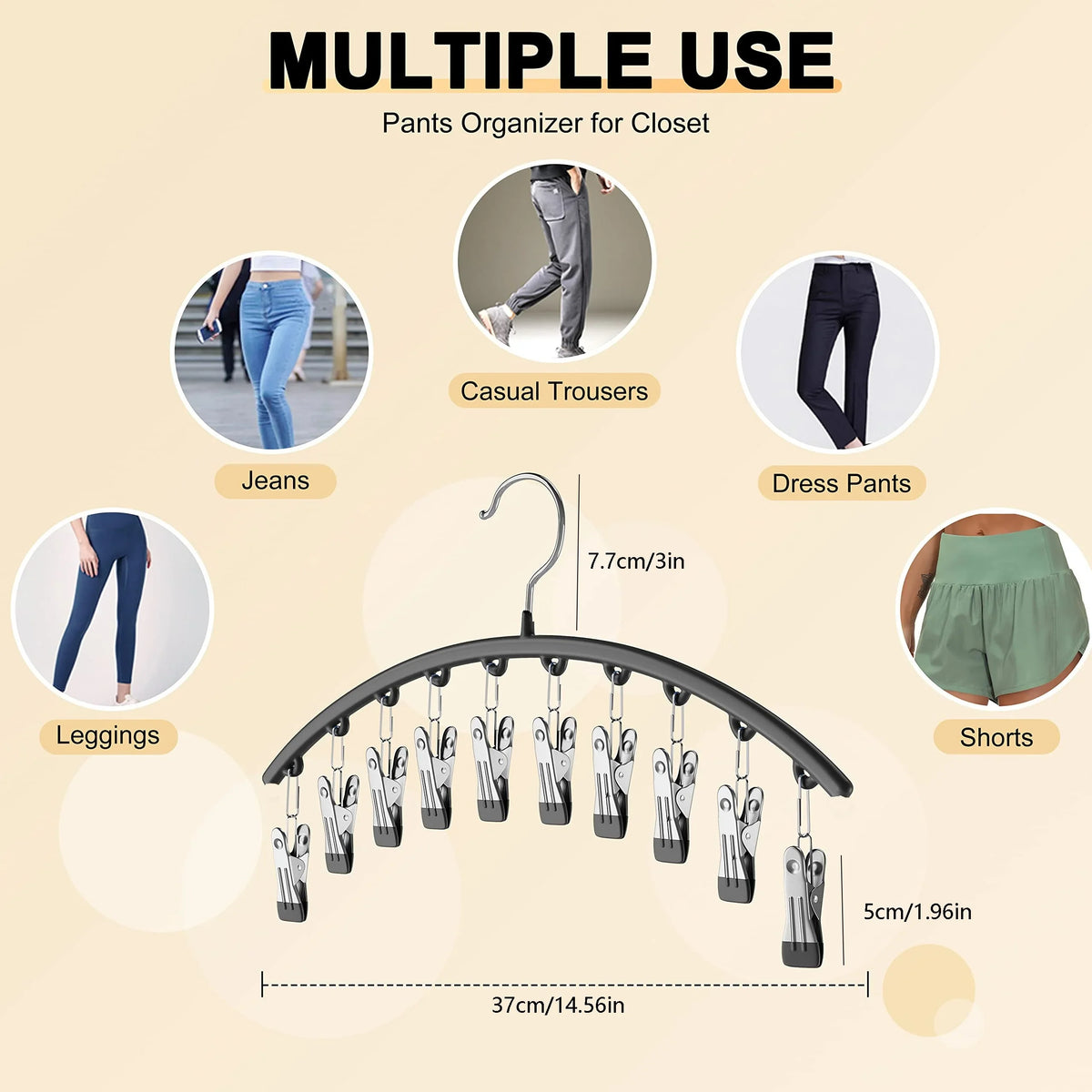 2Pcs Curved Legging Organizer Hanger with Clip Design for Closet and Wardrobe Storage