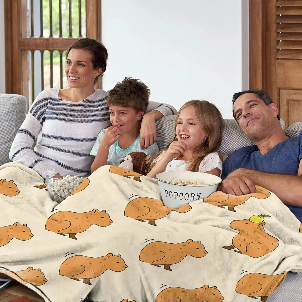 Capybara Print Plush Flannel Blanket with Soft Lightweight Feel for Home Comfort