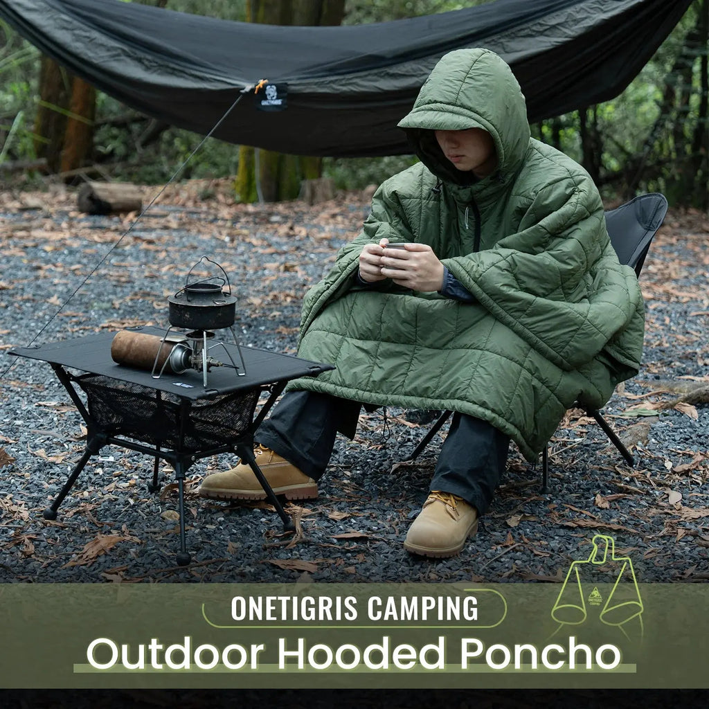 Hooded Tactical Camping Blanket Poncho Wearable Sleeping Bag for Outdoor Travel and Cold Weather Use